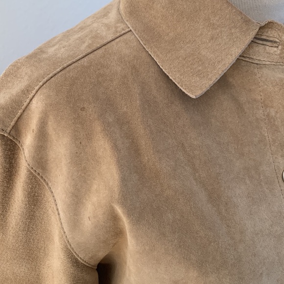 Chico’s camel tan suede leather blazer Shacket jacket size S/8 - Picture 4 of 8